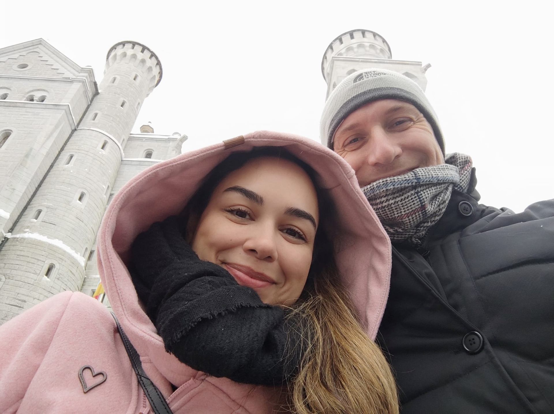 Marco Agostini com a esposa no castelo de Neuschwanstein